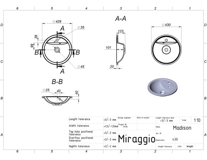 Умывальник MADISON (MATT)