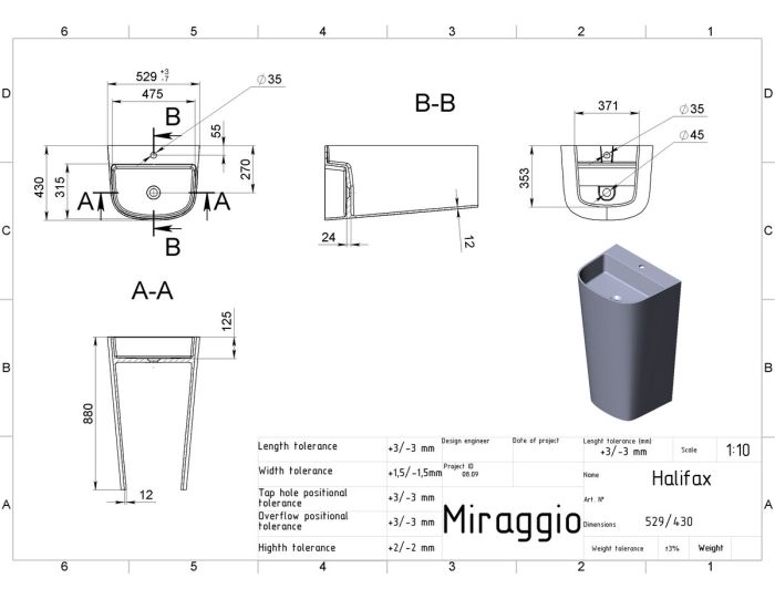 Умывальник HALIFAX (MATT)
