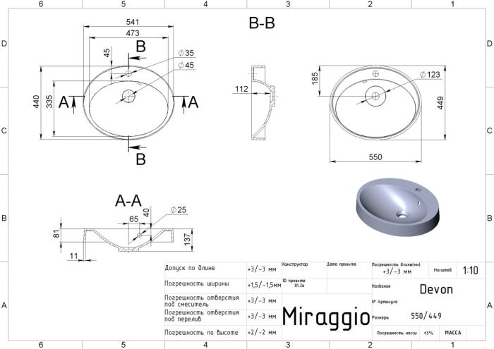 Умывальник DEVON (BLACK SHINE)